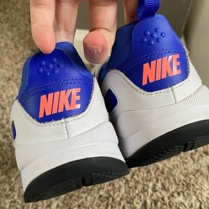 nike shoes, blue white and pink